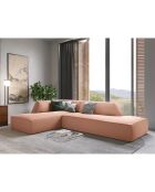 Canapé d'angle gauche 4 places velours Sao rose - 273x180x69 cm