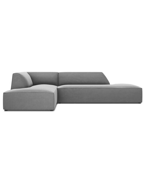 4-Sitzer-Ecksofa links Samt Sao hellgrau - 273x180x69 cm