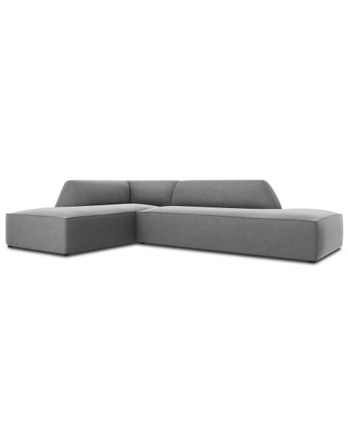 Canapé d'angle gauche 4 places velours Sao gris clair - 273x180x69 cm