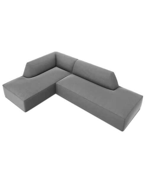 4-Sitzer-Ecksofa links Samt Sao hellgrau - 273x180x69 cm