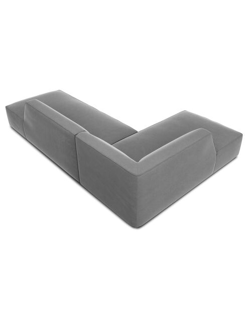 Canapé d'angle gauche 4 places velours Sao gris clair - 273x180x69 cm