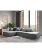 Canapé d'angle gauche 4 places velours Sao gris clair - 273x180x69 cm