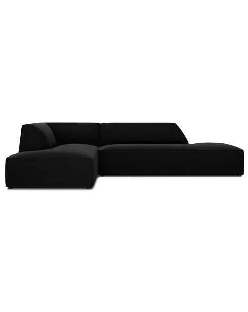 Canapé d'angle gauche 4 places velours Sao noir - 273x180x69 cm