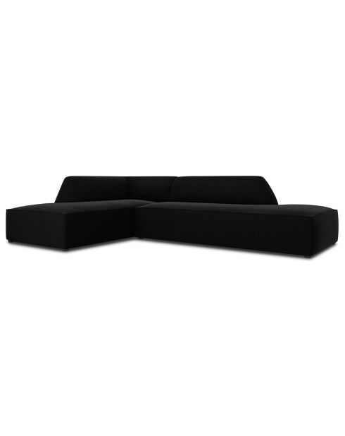 Canapé d'angle gauche 4 places velours Sao noir - 273x180x69 cm
