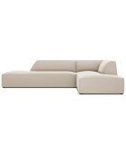 Canapé d'angle droit 4 places velours Sao beige - 273x180x69 cm