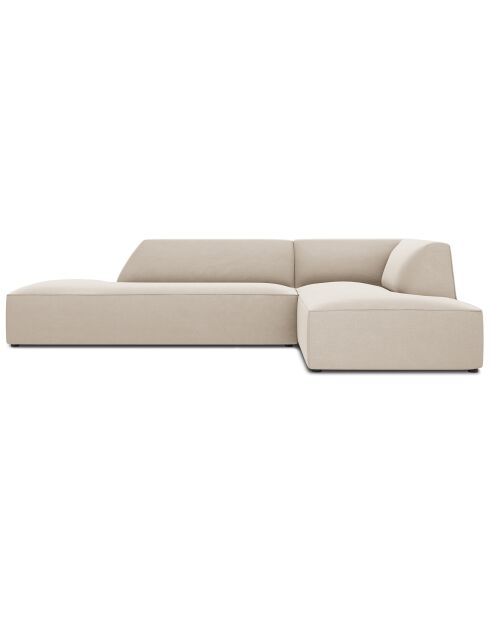 Canapé d'angle droit 4 places velours Sao beige - 273x180x69 cm