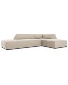 Canapé d'angle droit 4 places velours Sao beige - 273x180x69 cm