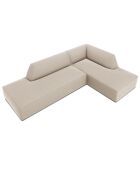 Canapé d'angle droit 4 places velours Sao beige - 273x180x69 cm