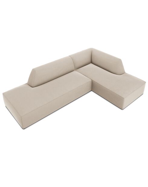 Canapé d'angle droit 4 places velours Sao beige - 273x180x69 cm