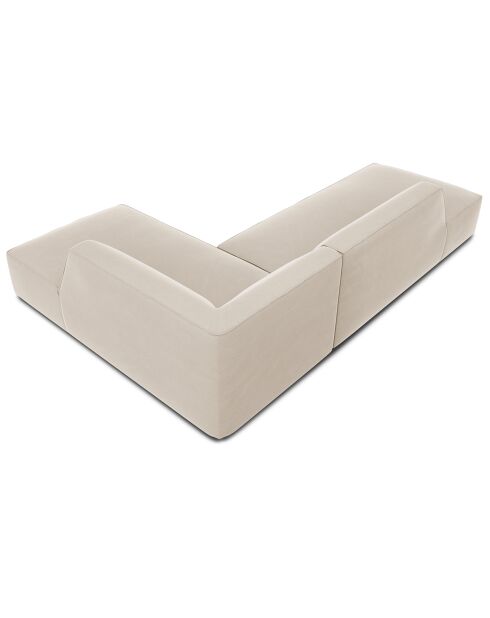 Canapé d'angle droit 4 places velours Sao beige - 273x180x69 cm