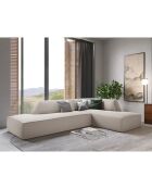 Canapé d'angle droit 4 places velours Sao beige - 273x180x69 cm