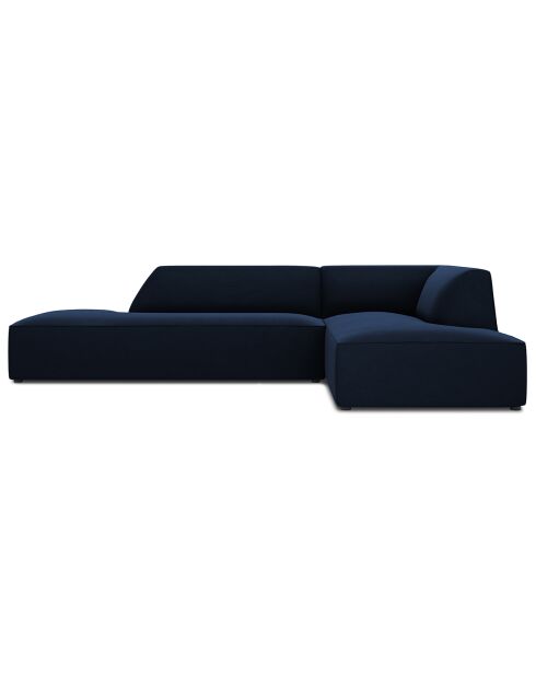 Canapé d'angle droit 4 places velours Sao bleu roi - 273x180x69 cm