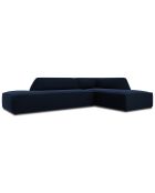 Canapé d'angle droit 4 places velours Sao bleu roi - 273x180x69 cm