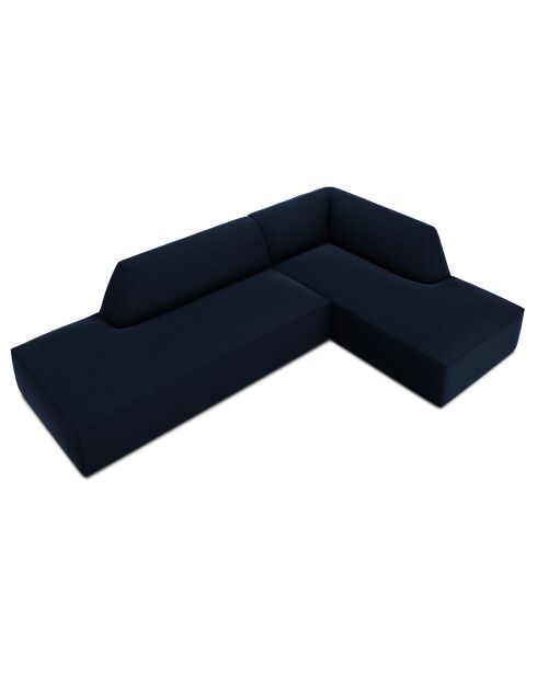 Canapé d'angle droit 4 places velours Sao bleu roi - 273x180x69 cm