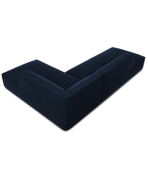 Canapé d'angle droit 4 places velours Sao bleu roi - 273x180x69 cm