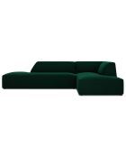 Canapé d'angle droit 4 places velours Sao vert bouteille - 273x180x69 cm