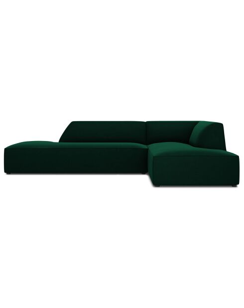 Canapé d'angle droit 4 places velours Sao vert bouteille - 273x180x69 cm