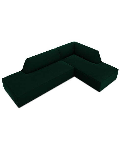 Canapé d'angle droit 4 places velours Sao vert bouteille - 273x180x69 cm