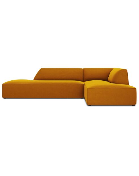 Canapé d'angle droit 4 places velours Sao jaune - 273x180x69 cm
