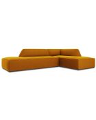 Canapé d'angle droit 4 places velours Sao jaune - 273x180x69 cm