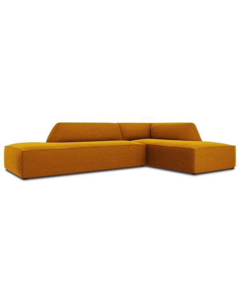 Canapé d'angle droit 4 places velours Sao jaune - 273x180x69 cm