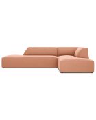 Canapé d'angle droit 4 places velours Sao rose - 273x180x69 cm