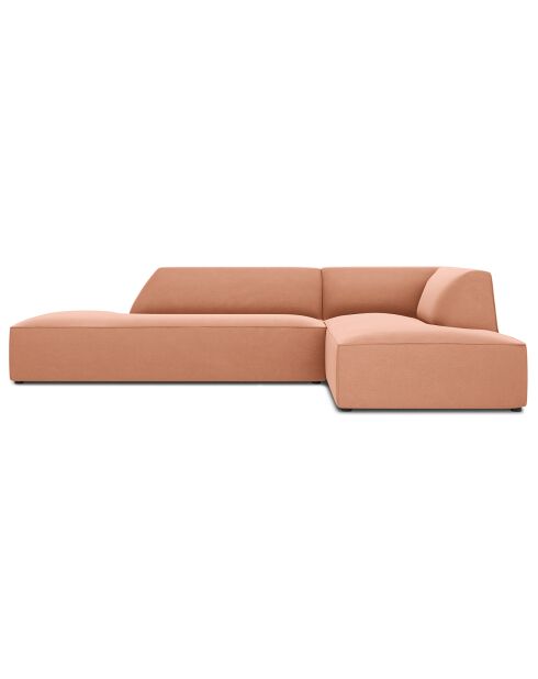 Canapé d'angle droit 4 places velours Sao rose - 273x180x69 cm
