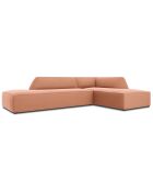 Canapé d'angle droit 4 places velours Sao rose - 273x180x69 cm