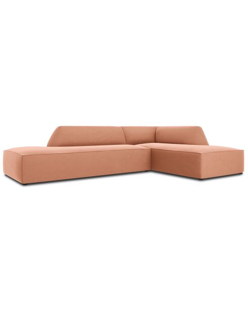 Canapé d'angle droit 4 places velours Sao rose - 273x180x69 cm