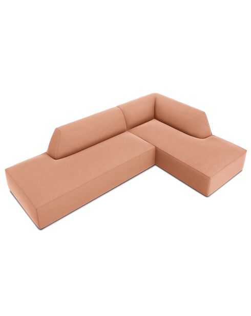 Canapé d'angle droit 4 places velours Sao rose - 273x180x69 cm