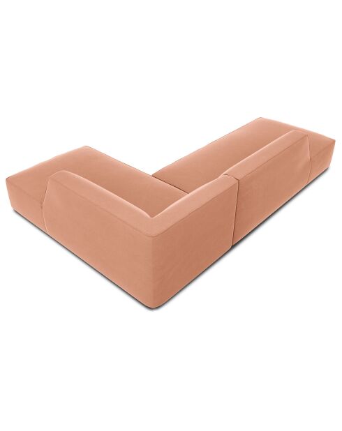 Canapé d'angle droit 4 places velours Sao rose - 273x180x69 cm