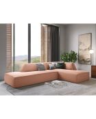 Canapé d'angle droit 4 places velours Sao rose - 273x180x69 cm