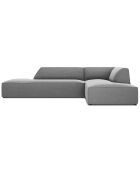 Canapé d'angle droit 4 places velours Sao gris clair - 273x180x69 cm