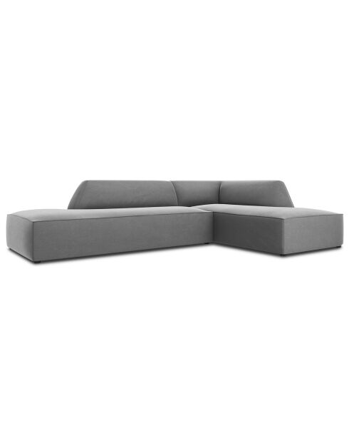 Canapé d'angle droit 4 places velours Sao gris clair - 273x180x69 cm