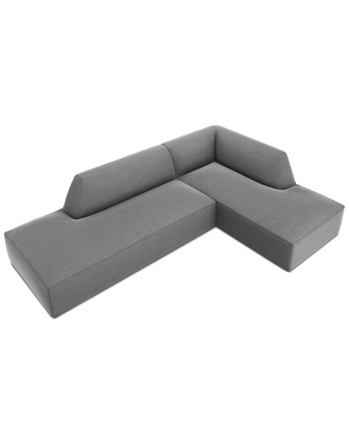 Canapé d'angle droit 4 places velours Sao gris clair - 273x180x69 cm
