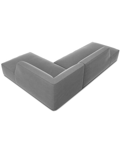 Canapé d'angle droit 4 places velours Sao gris clair - 273x180x69 cm