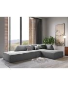 Canapé d'angle droit 4 places velours Sao gris clair - 273x180x69 cm