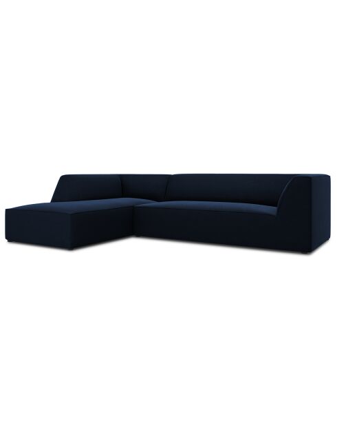 Canapé d'angle gauche 4 places velours Sao  bleu roi - 273x180x69 cm