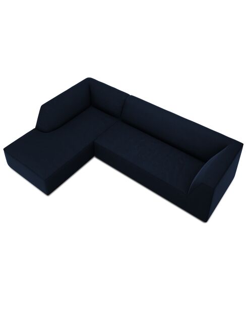 Canapé d'angle gauche 4 places velours Sao  bleu roi - 273x180x69 cm