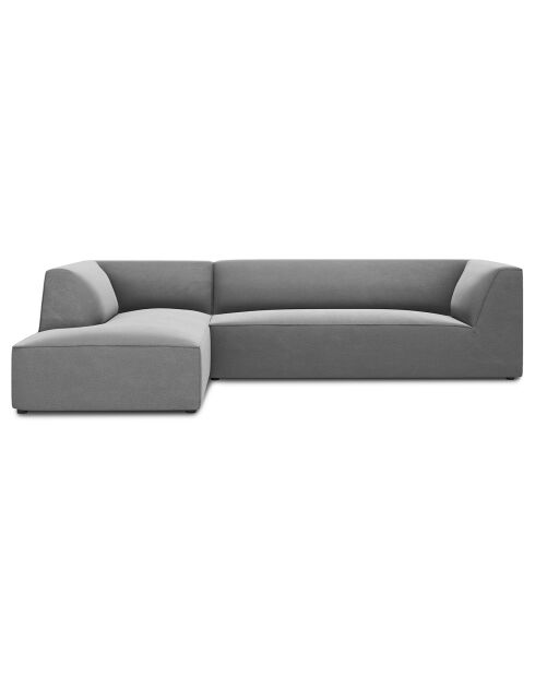 Canapé d'angle gauche 4 places velours Sao  gris clair - 273x180x69 cm