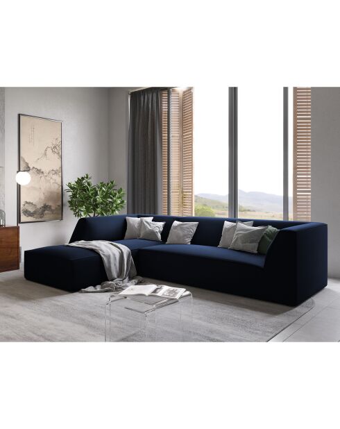 Canapé d'angle gauche 4 places velours Sao  bleu roi - 273x180x69 cm