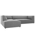 Canapé d'angle gauche 4 places velours Sao  gris clair - 273x180x69 cm