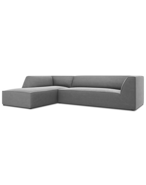 Canapé d'angle gauche 4 places velours Sao  gris clair - 273x180x69 cm