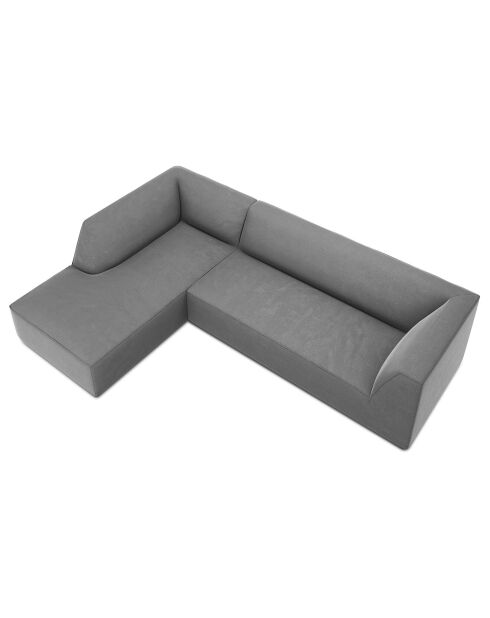 Canapé d'angle gauche 4 places velours Sao  gris clair - 273x180x69 cm