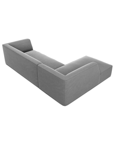 Canapé d'angle gauche 4 places velours Sao  gris clair - 273x180x69 cm