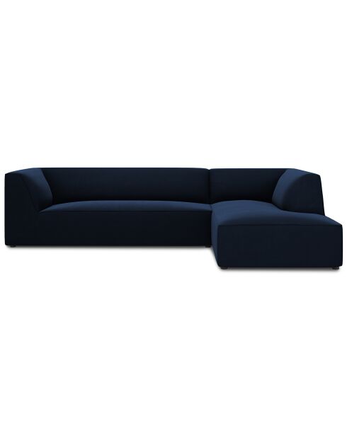 Canapé d'angle droit 4 places velours Sao  bleu roi - 273x180x69 cm