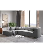Canapé d'angle gauche 4 places velours Sao  gris clair - 273x180x69 cm