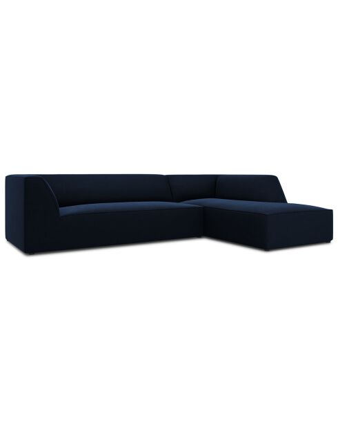 Canapé d'angle droit 4 places velours Sao  bleu roi - 273x180x69 cm