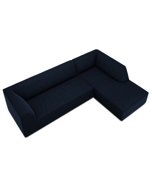 Canapé d'angle droit 4 places velours Sao  bleu roi - 273x180x69 cm