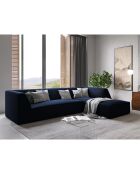Canapé d'angle droit 4 places velours Sao  bleu roi - 273x180x69 cm